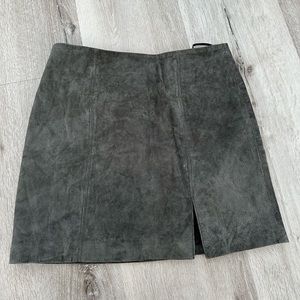 Green Soft Leather Skirt